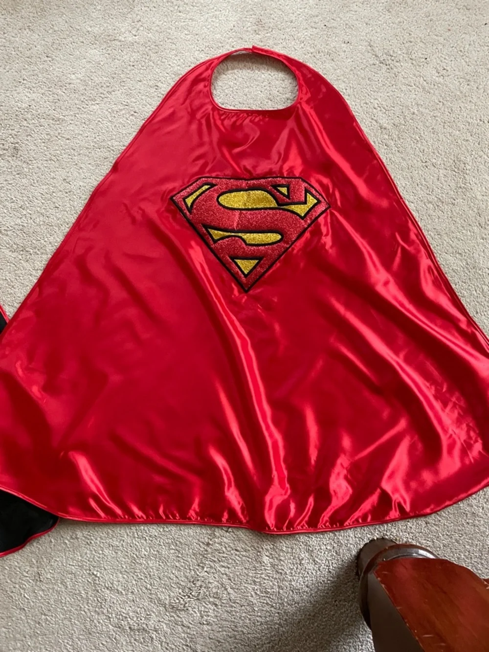 Superhero Satin Capes - Red Superman & Black Bat Emblems